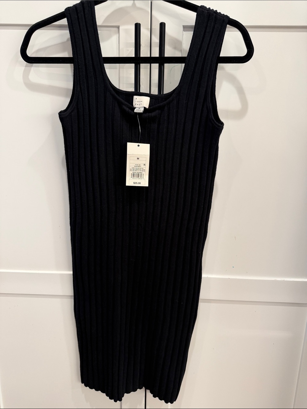 A New Day Classic Black Ribbed Tank Dress - Medium NWT